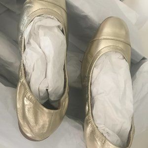 Aquatalia Carolyn Metallic Leather Ballerina Flat Shoe